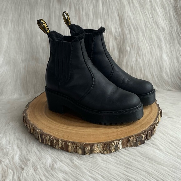 Dr. Martens Rometty faux fur lined black leather Chelsea boots - Picture 10 of 13